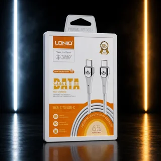 کابل شارژ سریع دو سر Type-C الدینیو LDNIO توان 65 وات طول 2 متر طوسی