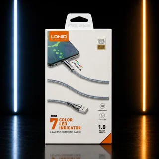 کابل شارژ و انتقال داده Type-C الدینیو مدل LDNIO LS461 طول 1 متر با LED هفت رنگ