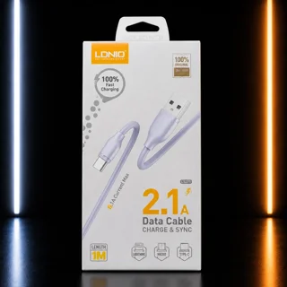 کابل شارژ و انتقال داده لایتنینگ الدینیو LDNIO LS371 جریان 2.1 آمپر طول 1 متر